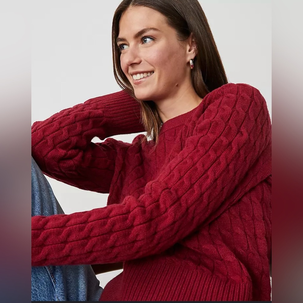 Ann Taylor Red Cable Knit Sweater
Size S Red NWT